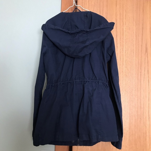 Forever21 navy blue canvas / twill hooded jacket with pockets - size small - Picture 5 of 5